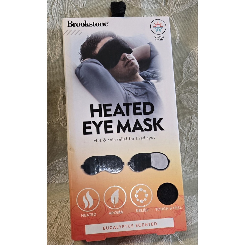 Brookstone Heated Eye Mask Hot & Cold Relief Eucalyptus Scented - Brand New